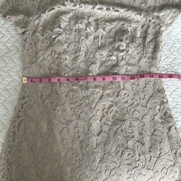 LAUREN RALPH LAUREN Women’s Lace Knee-Length Cocktail Dress Light Grey Size 4 - Picture 7 of 14